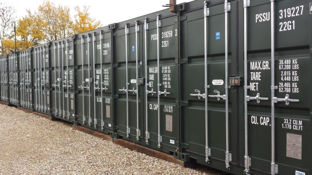 Shipping containers in row Shires Farms